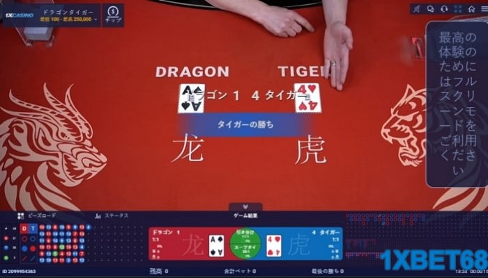 1xbet カジノ ドラゴンまたはタイガーが 1xbet カジノでプレイする賭け金を選択します